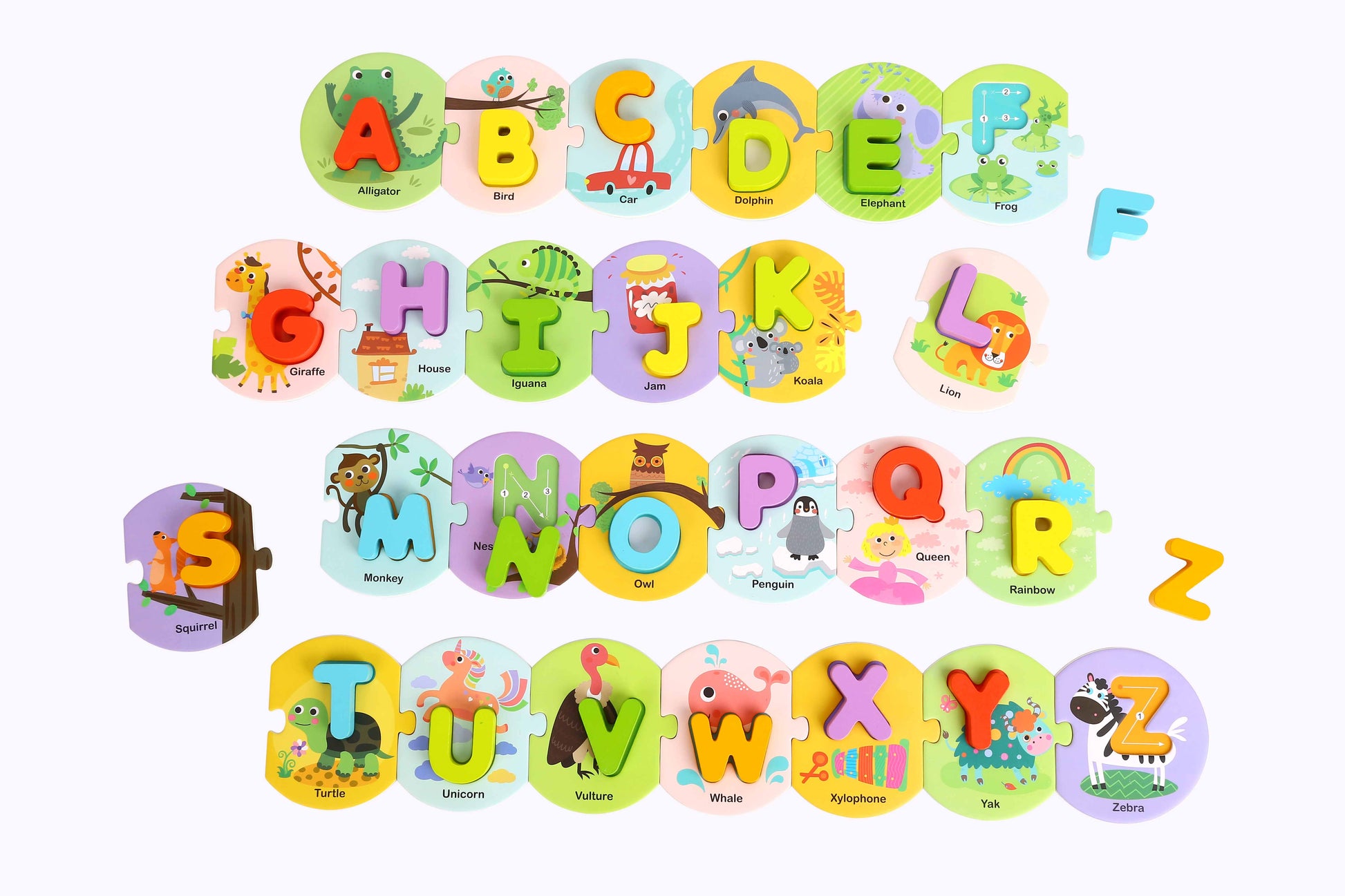 TOOKY TOY Child’s Alphabet AnImals Learning Shapes Peg Board Jigsaw Puzzle