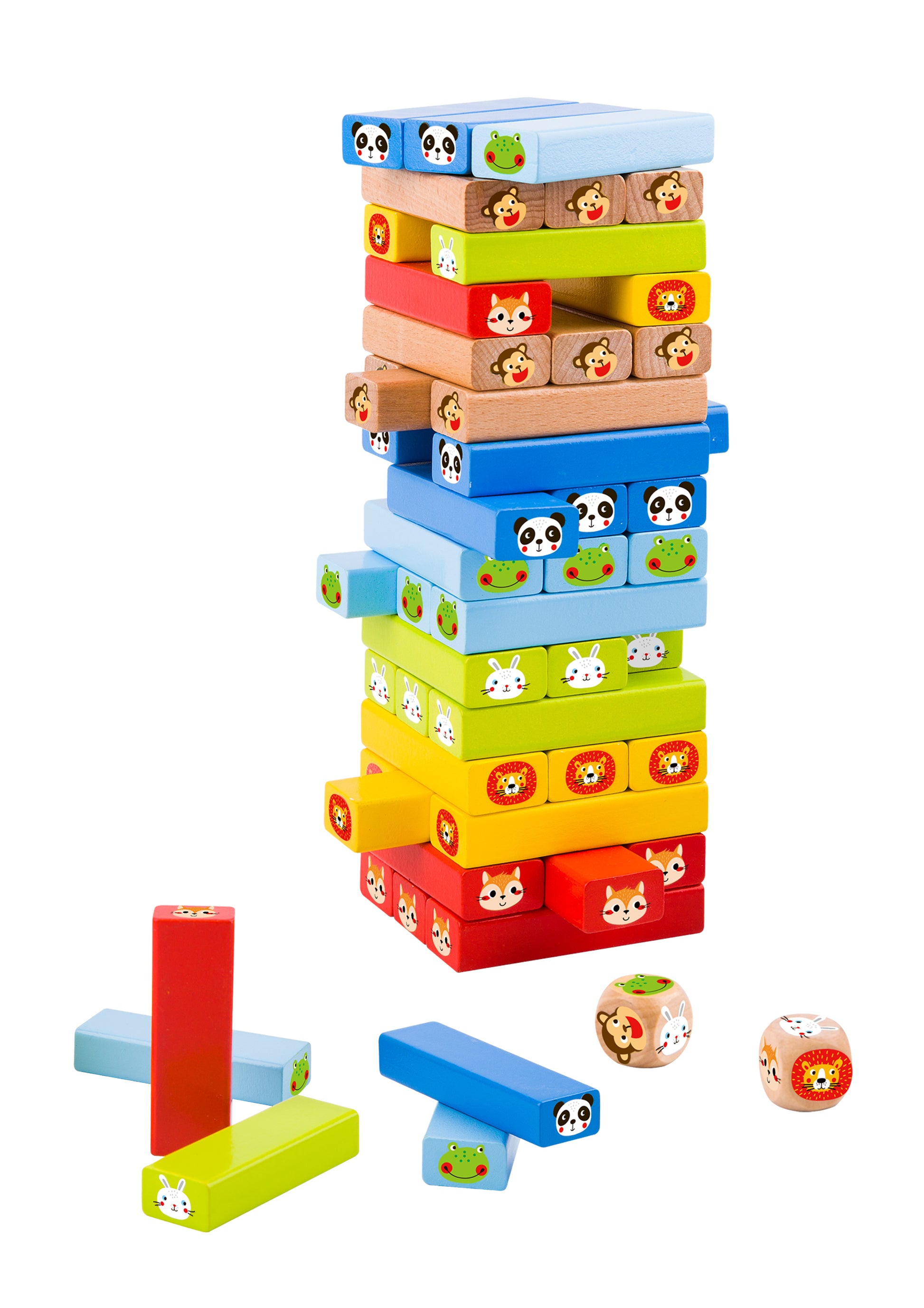 Stacking Game Animals Wooden Tooky Toy Childrens Jenga Dice Roll Game