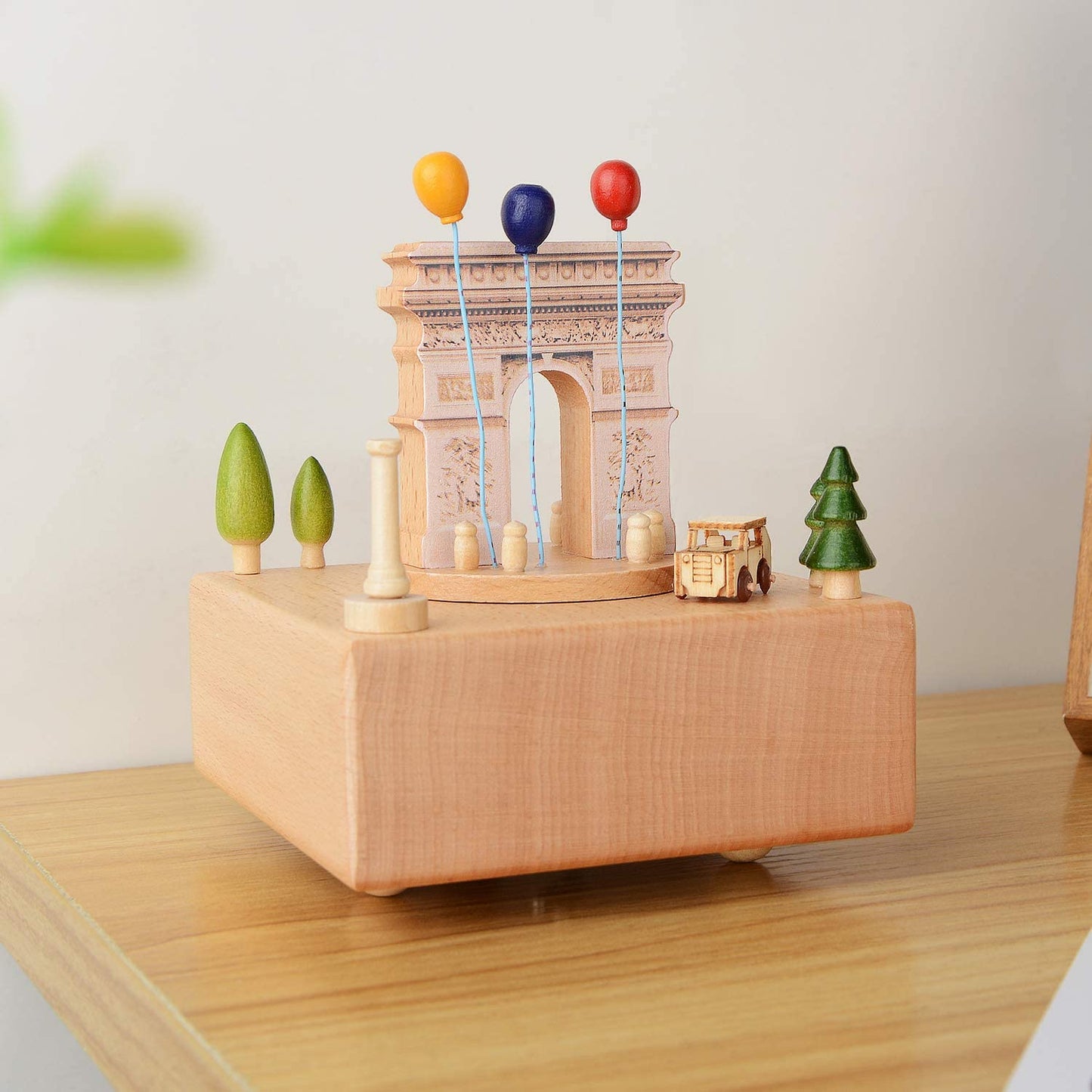 Wooden Music Box & Magnetic Moving Car --Triumphal Arch