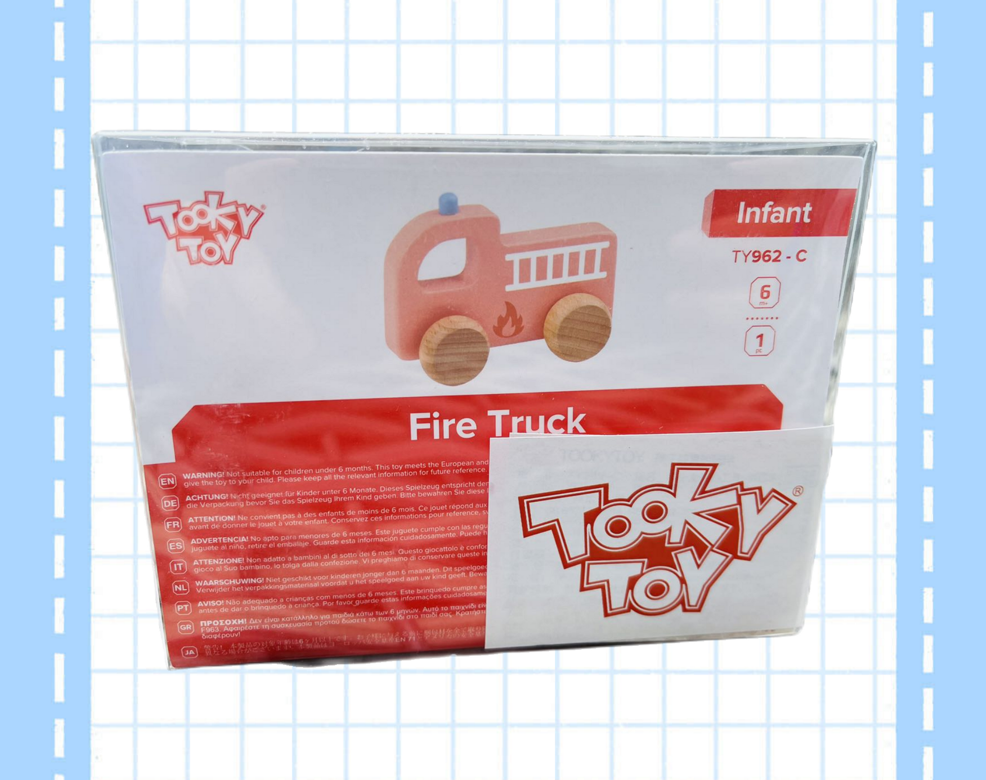 Tooky toy Wooden Macarons Roller-Fire Engine
