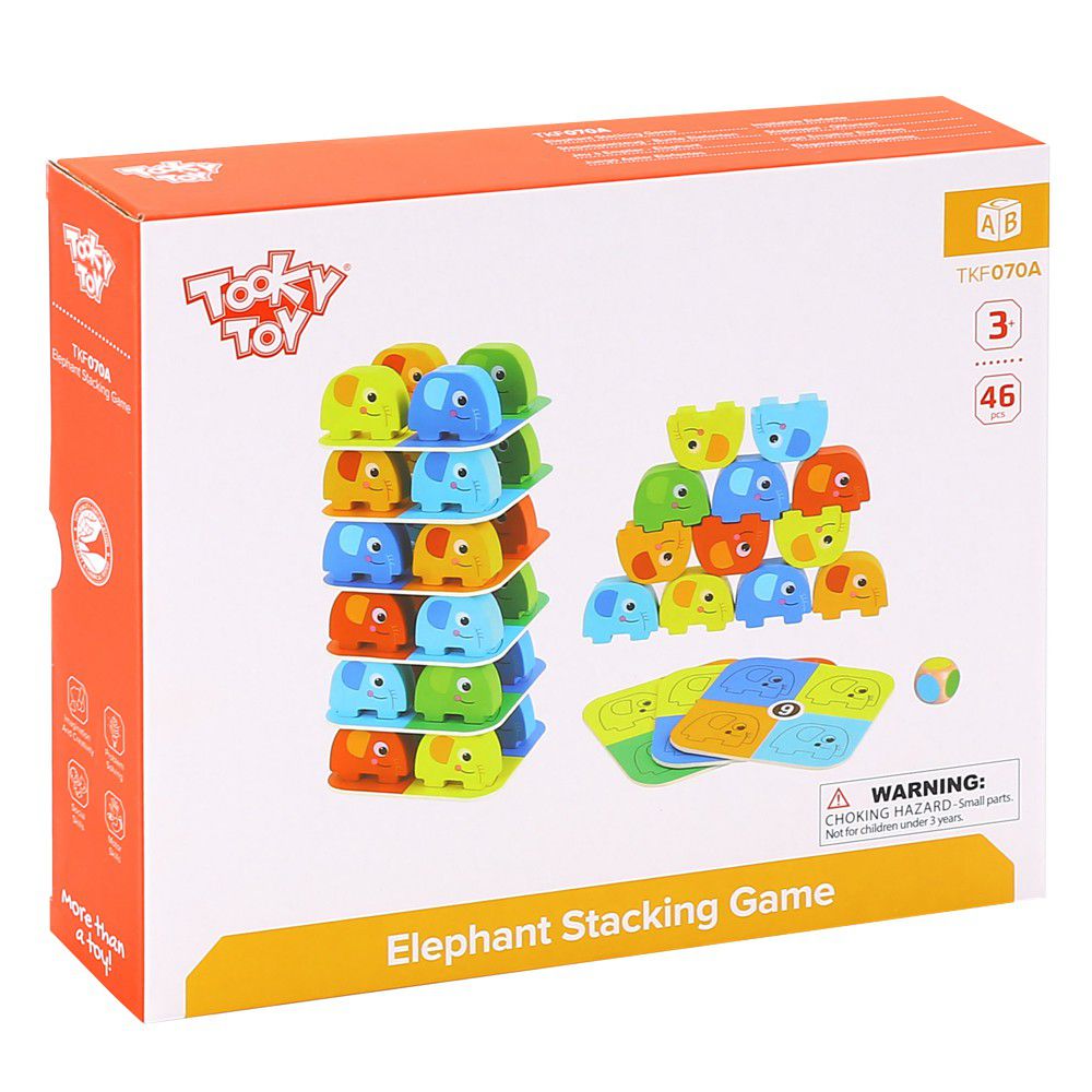 Tooky Toy Wooden Elephant Stacking Game/Puzzle