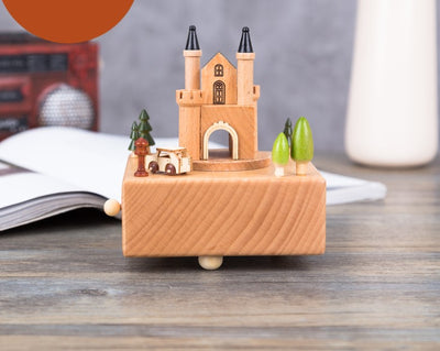 Castle with Magnetic Moving Car - Wooden Music Box