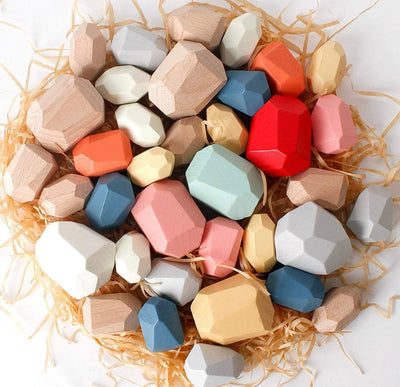 36 Pcs Wooden Rainbow Balancing Stones