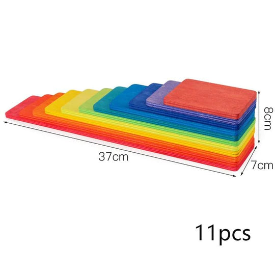 Prism Play Rainbow Wooden Building Boards/Planks - 11 Pcs
